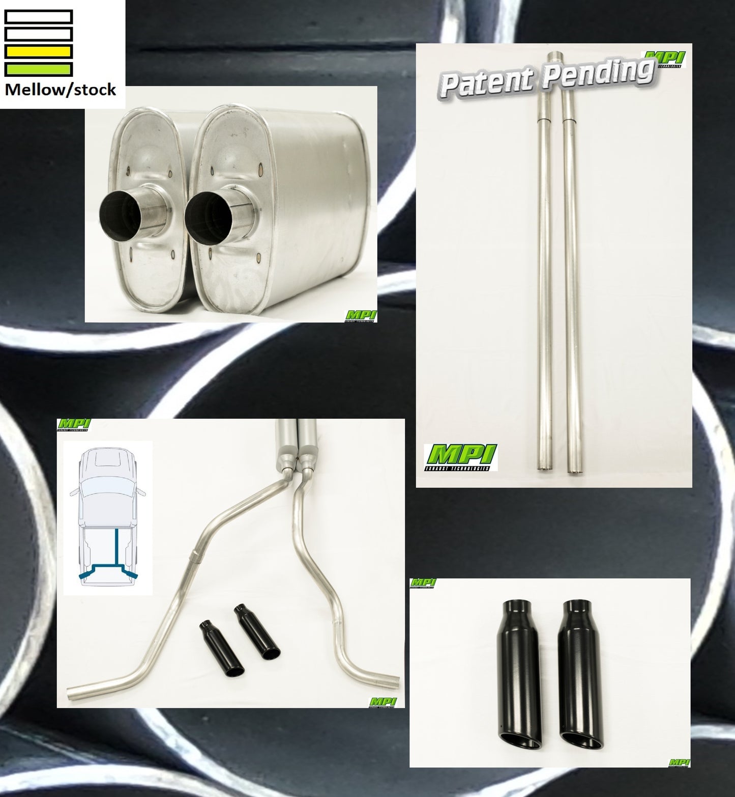 MPI Exhaust System With MPI Turbo Muffler And Powder Coated Black Tips G351-BTTBBLK