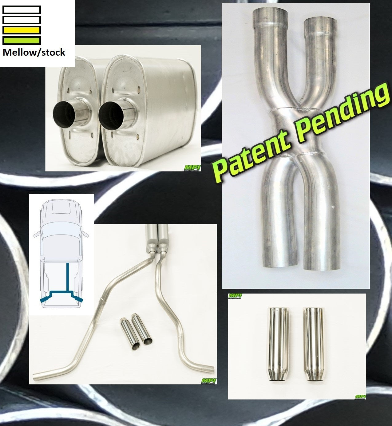 MPI Exhaust System With MPI Turbo Muffler And Polished Bright Chrome Tips D352-UBTBCM