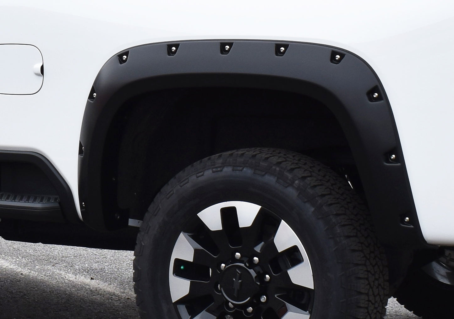 Bushwacker 40144-02 Black Pocket/Rivet Style Smooth Finish Rear Fender Flares For 2015-2022 GMC Canyon W/74 In. Bed