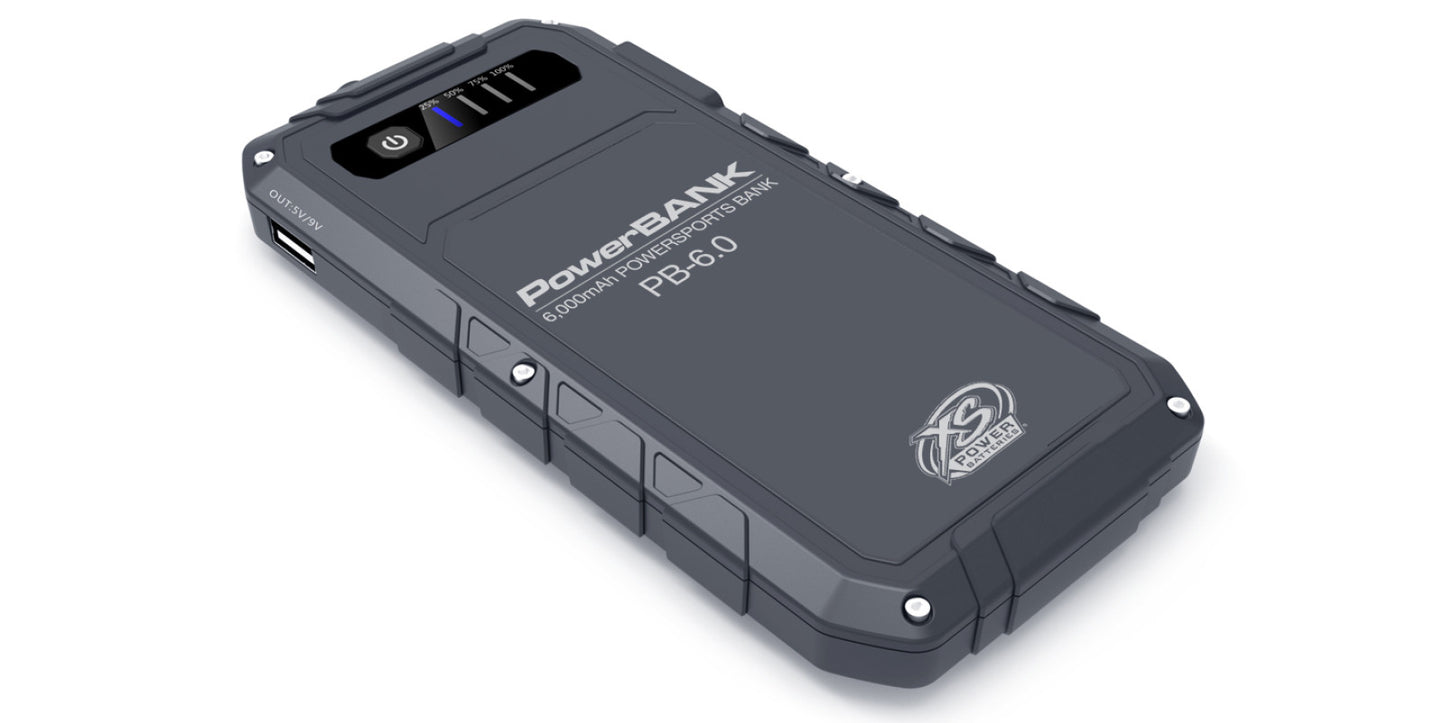 XS Power Batteries 6,000mAh PowerSports Bank. Gray plastic housing PB-6.0