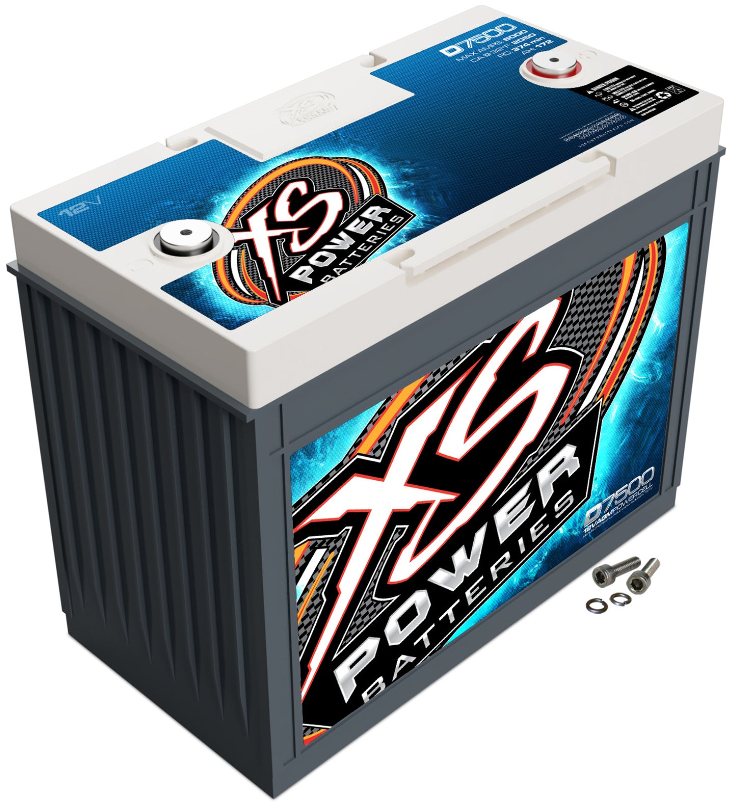 XS Power Batteries 12V AGM D Series Batteries - M6 Terminal Bolts Included 6000 Max Amps D7500