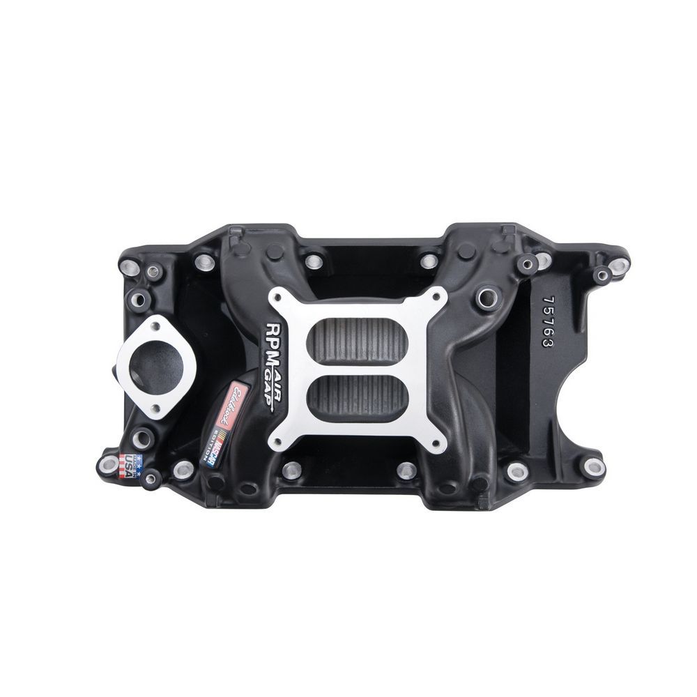 EDELBROCK SBM Performer RPM A/G Manifold - Black Finish 75763
