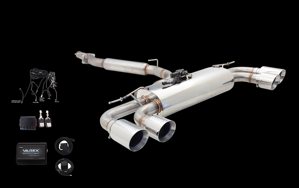 XFORCE Audi S3 Sedan 2013-2017 3" Brushed Stainless Steel Cat Back System With Varex Muffler And Smartbox Controller; Exhaust System Kit ES-AS313S-VMKSB-CBS