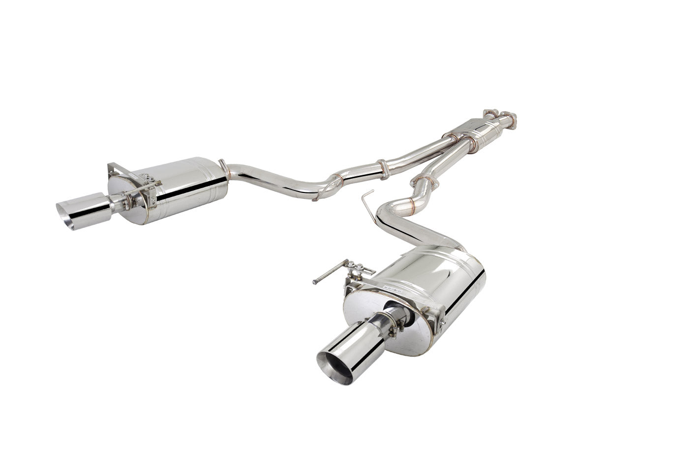 XFORCE Ford Mustang GT 2015 (Coupe) Twin 3" Stainless Steel Cat-Back Exhaust System With Oval Mufflers; Exhaust System Kit ES-FM15-02-CBS
