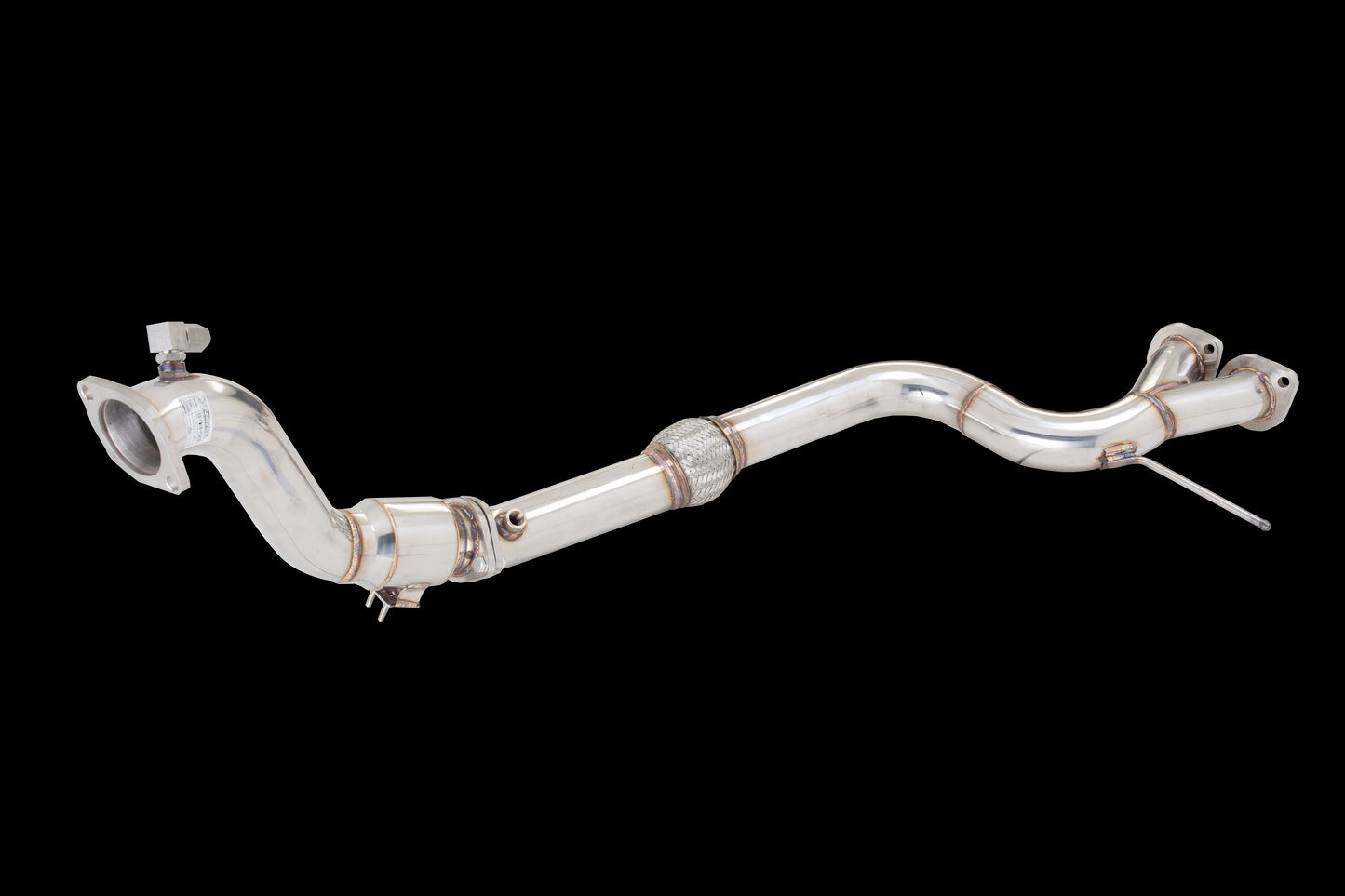 XFORCE Ford Mustang EcoBoost 20015- Twin 3" Stainless Steel Dump Pipe With High Flow Metallic Cat; Exhaust Manifold Down Pipe ES-FM17-KITB