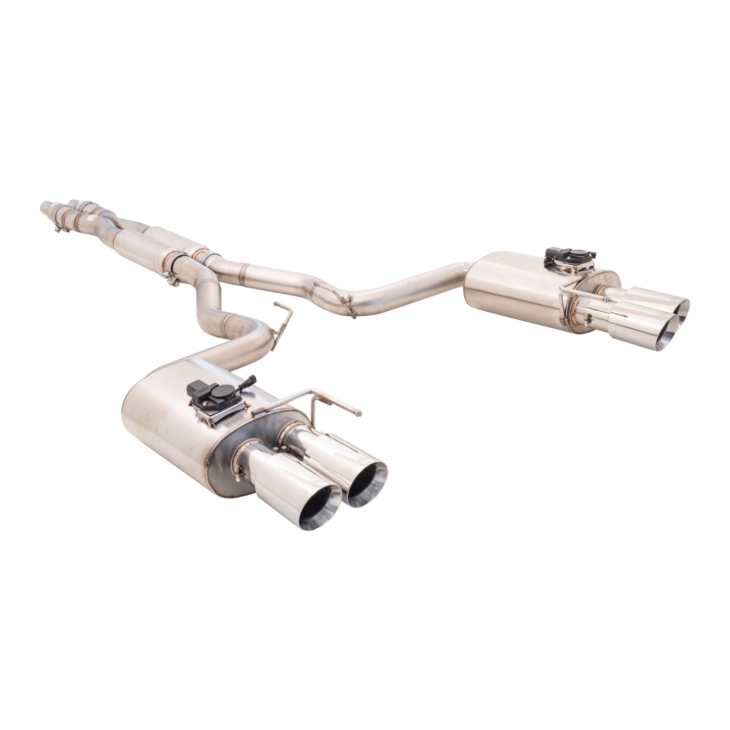 XFORCE Ford Mustang Ecoboost/GT 2018 (Coupe&Convertible) Twin 21/2" Stainless Steel Cat Back Exhaust System With Oval Varex Mufflers/Quad Tips; Exhaust System Kit ES-FM18-02-VMK-CBS