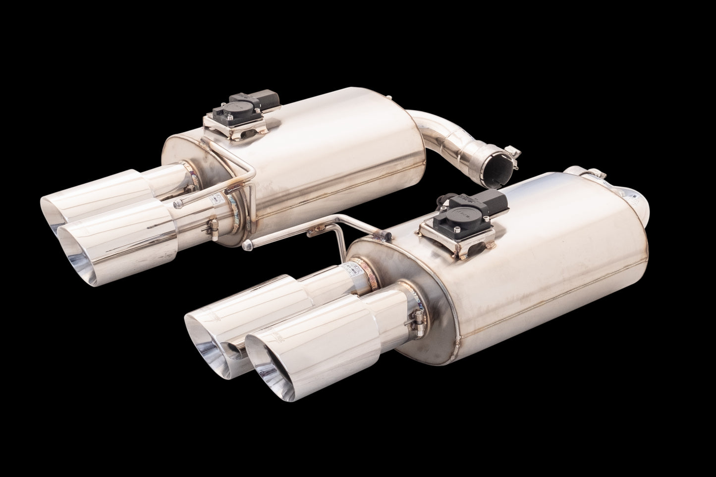 XFORCE Ford Mustang GT 2018 (Coupe&Convertible) Twin 3" Stainless Steel Axle-Back Exhaust System With Oval Varex Mufflers/Quad Tips; Exhaust System Kit ES-FM18-VMK-ABS