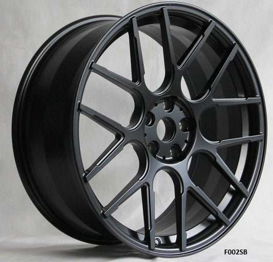 22" X 9/10.5" Staggered Forged Satin Black Wheels Set - Dynamic Performance - F002-SB-22x9/10.5-5x112-35/38-66.56