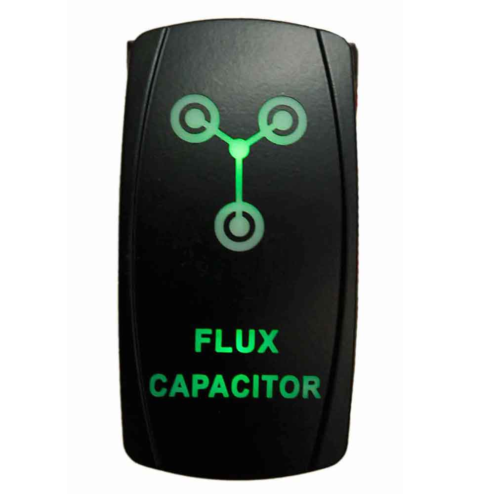 Quake LED - QRS291 - Rocker Switch Flux Capacitor 2 Way 5 Pin Green