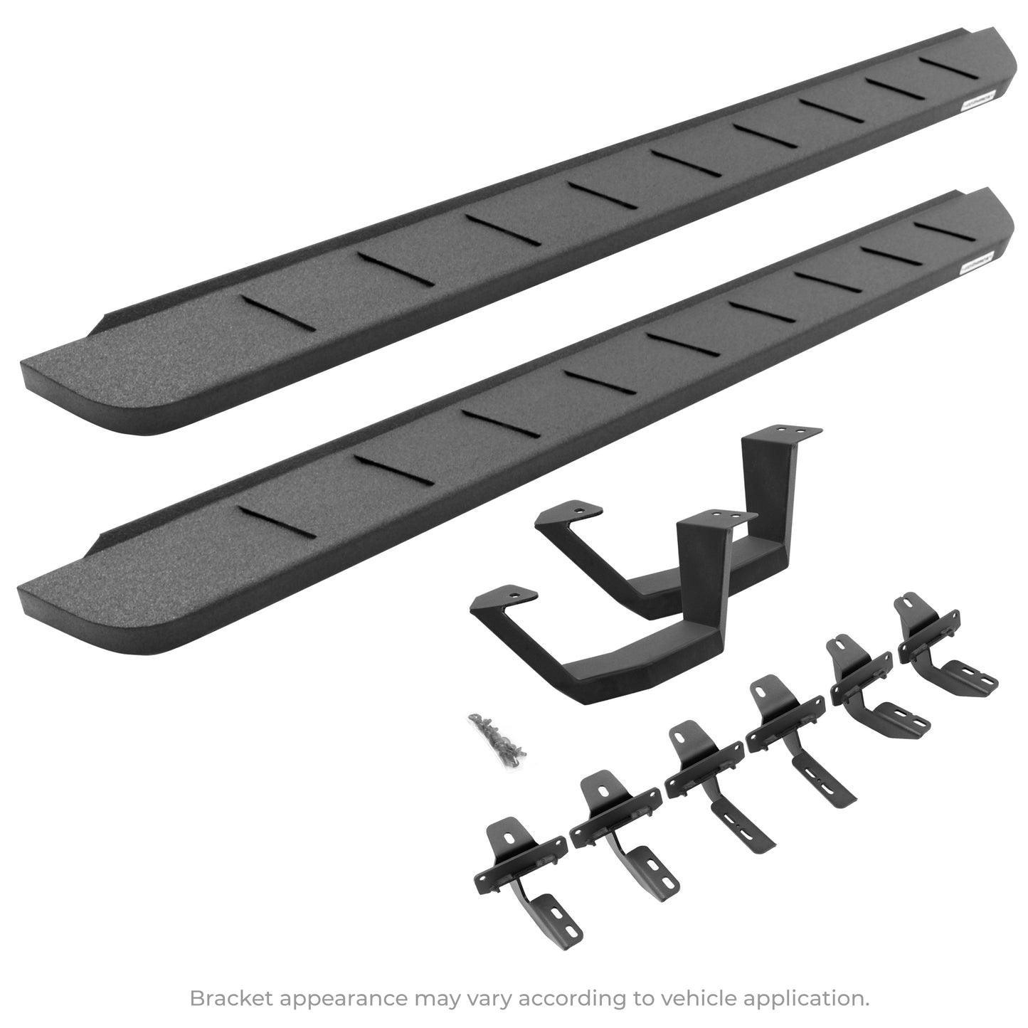 Go Rhino 6349274810T RB10 Running Boards With Mounting Brackets & 1 Pair Of Drop Steps Kit Protective Bedliner Coating