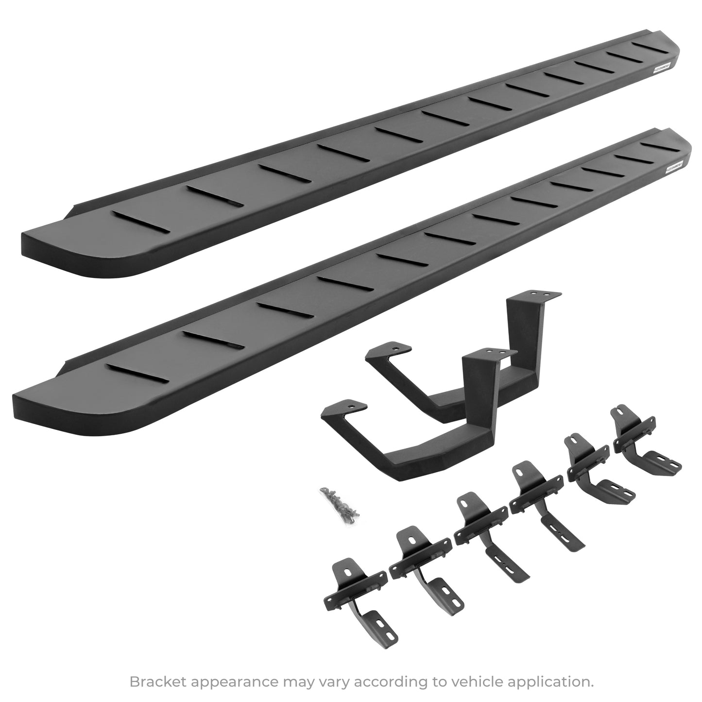Go Rhino 6344173481PC RB10 Running Boards With Mounting Brackets & 2 Pairs Of Drop Steps Kit Textured Black