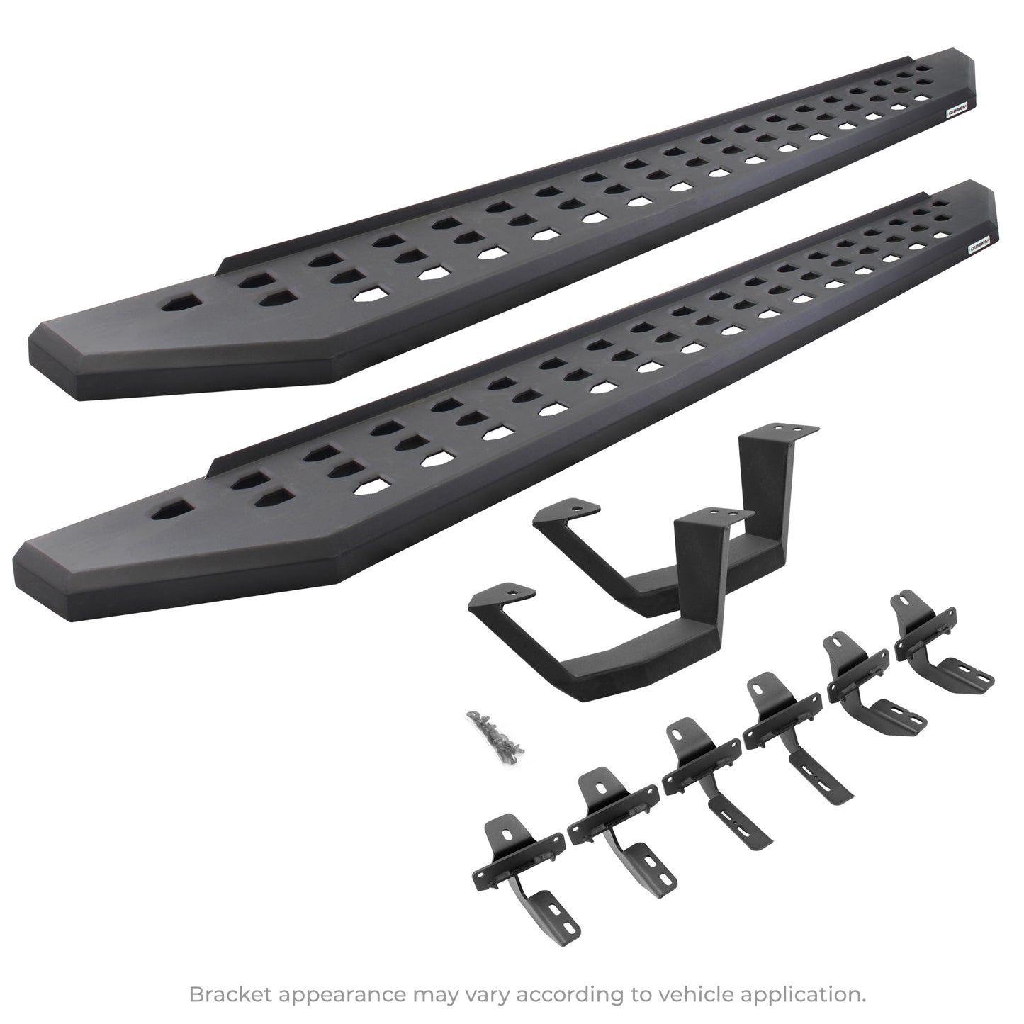 Go Rhino 6949274810PC RB20 Running Boards With Mounting Brackets & 1 Pair Of Drop Steps Kit Textured Black