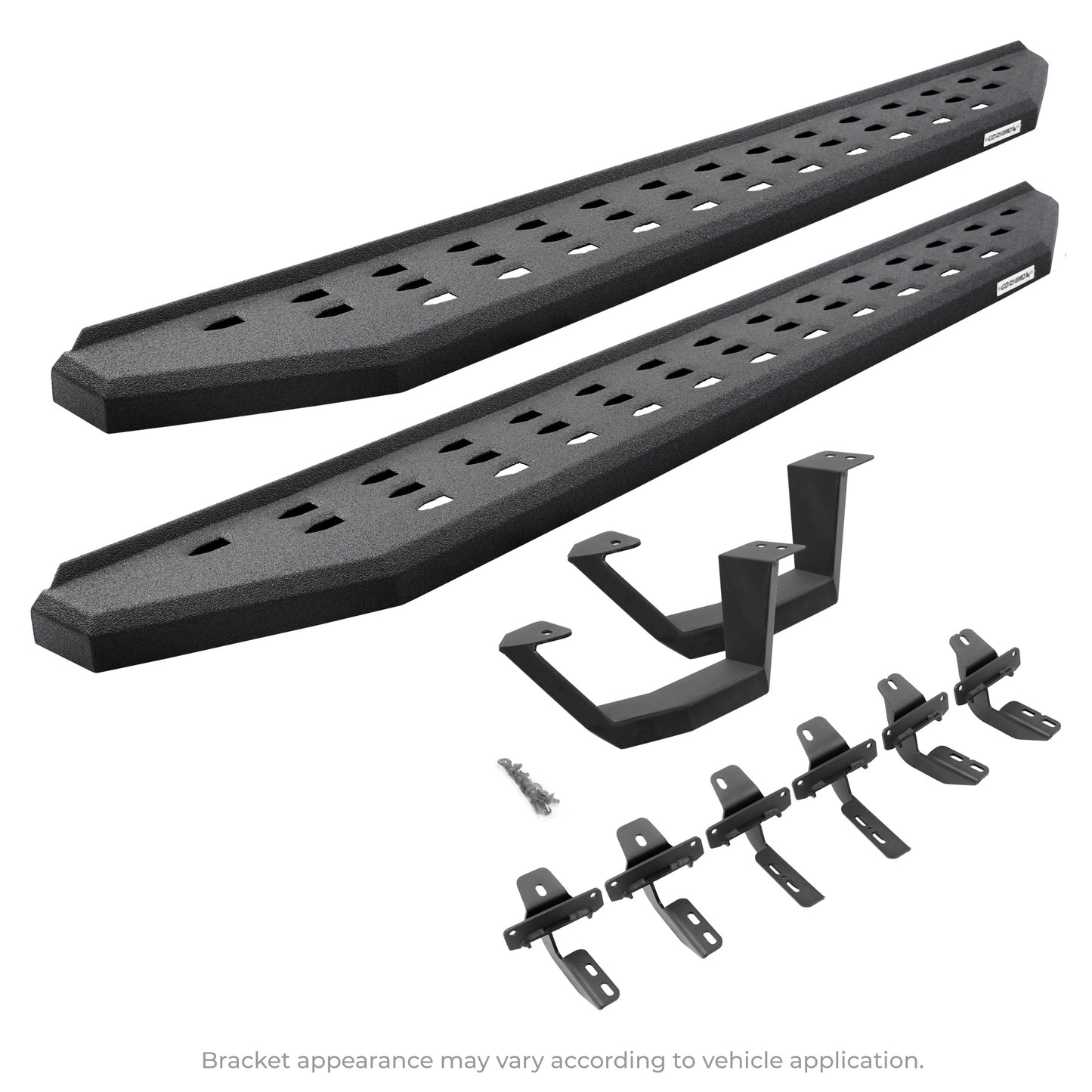 Go Rhino 6949264810T RB20 Running Boards With Mounting Brackets & 1 Pair Of Drop Steps Kit Protective Bedliner Coating