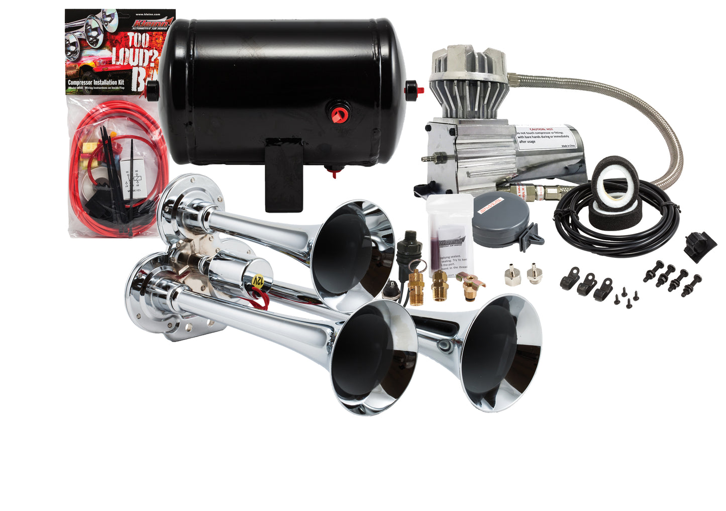 Kleinn Air Horns - HK3 - Chrm. Triple Air Horn Kit