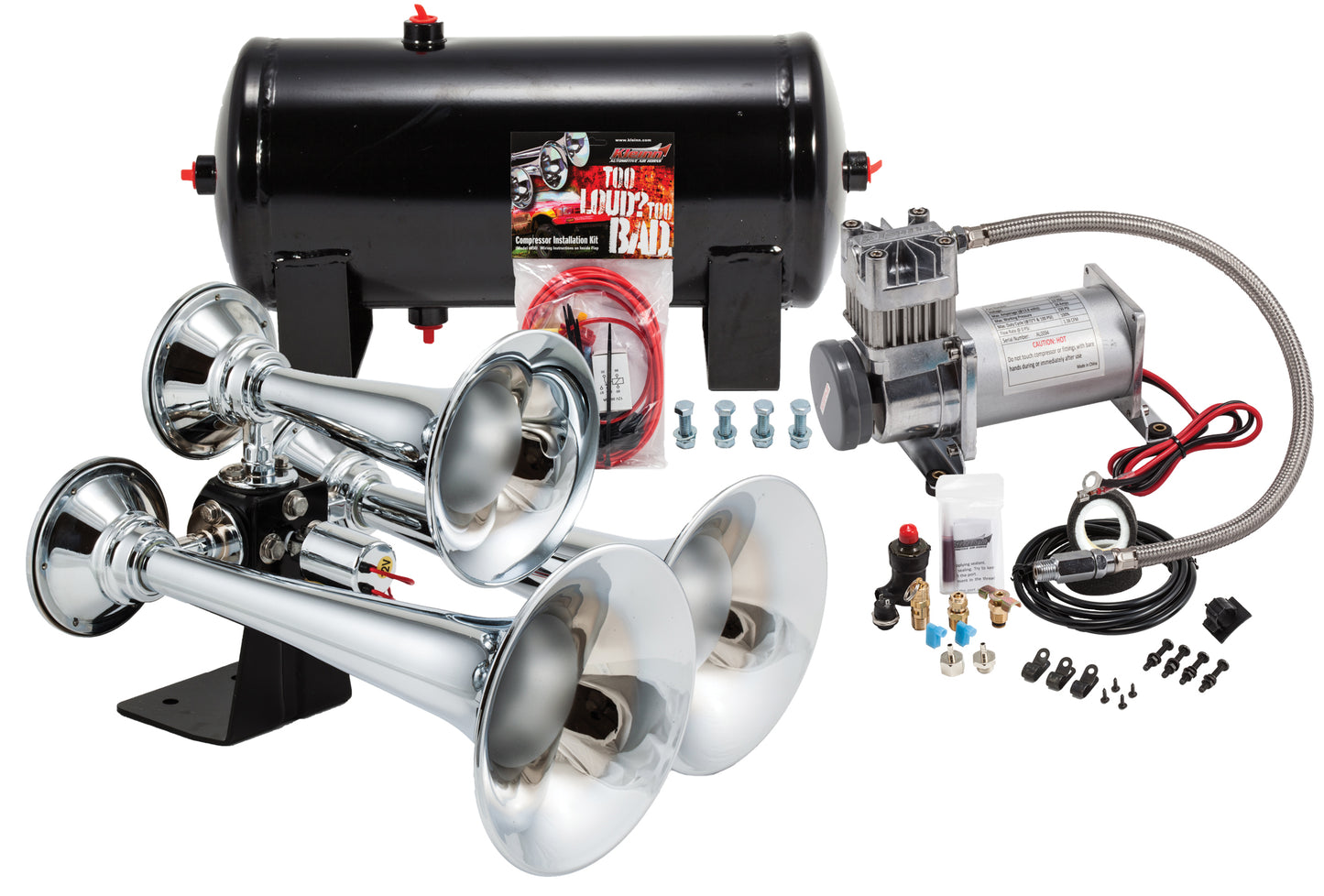 Kleinn Air Horns - HK6 - Chrome Triple Train Horn