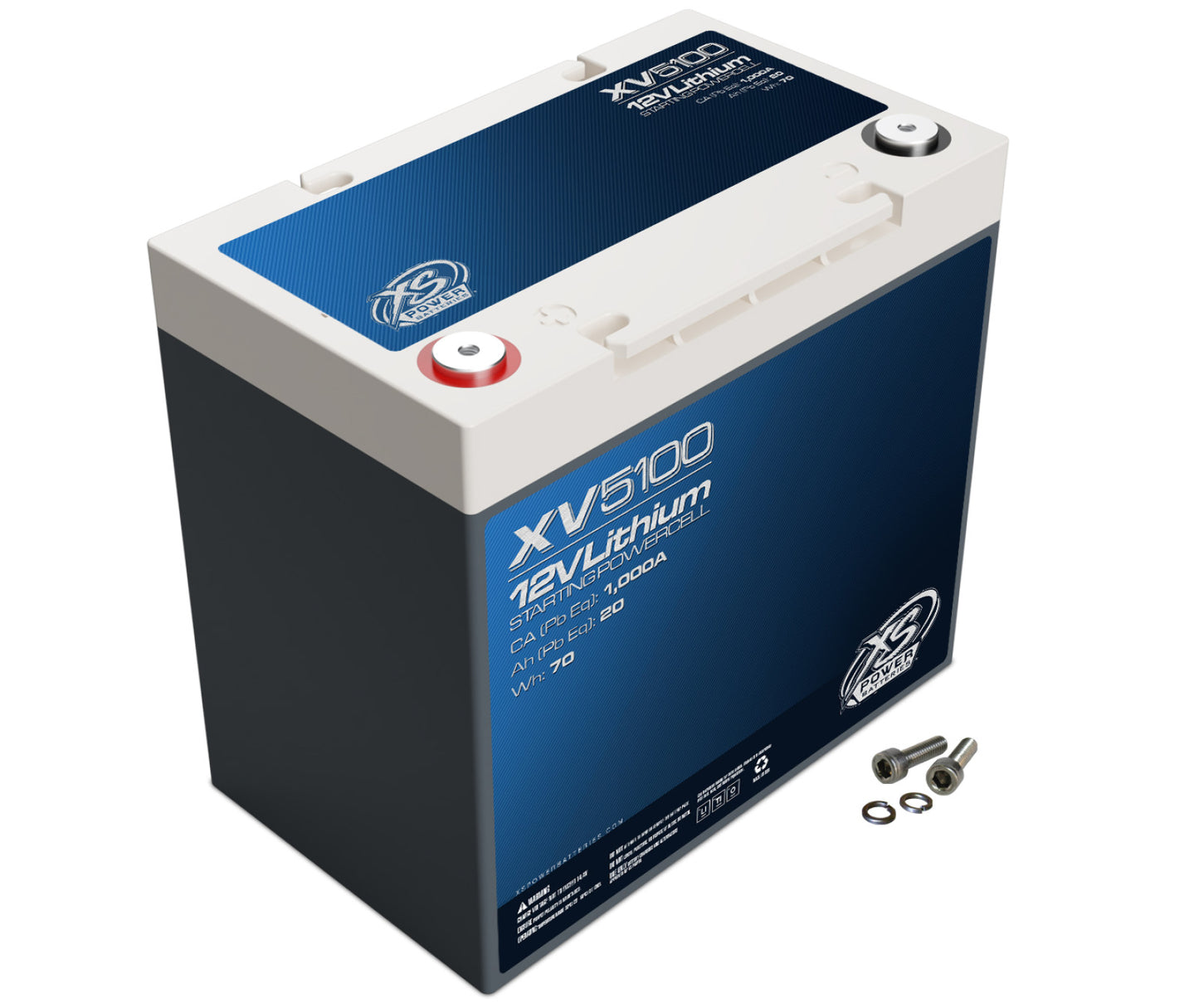 XS Power Batteries 12V Lithium Titanate XV Series Batteries - M6 Terminal Bolts Included 1335 Max Amps XV5100