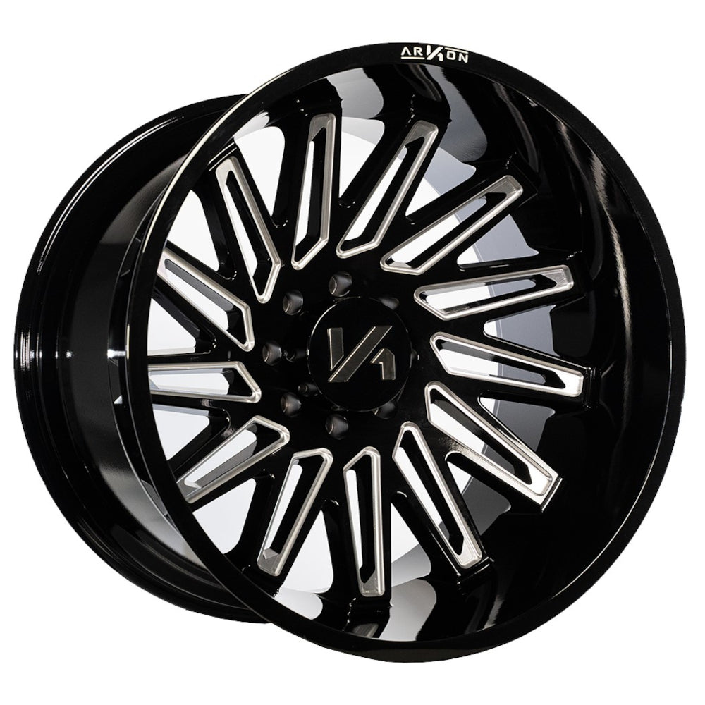 Armstrong Off Road Wheels Gloss Black Milled Edges 22x12 Left 6x5.5 -51 108mm