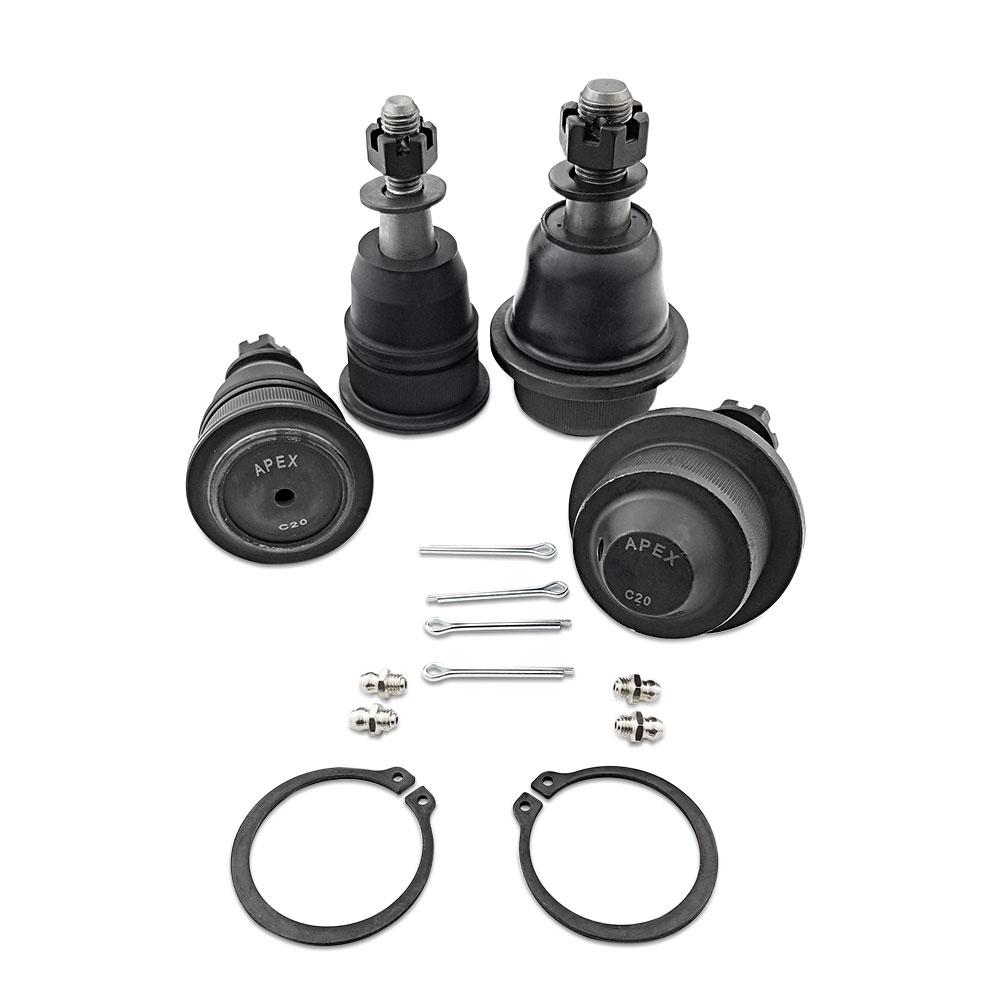 Apex Chassis Heavy Duty Ball Joint Kit Fits: 01-06 Chevy Silverado and GMC Sierra 1500 HD/2500 02-06 Chevy Avalanche 2500 Includes: 2 Upper & 2 Lower KIT105-JJSP