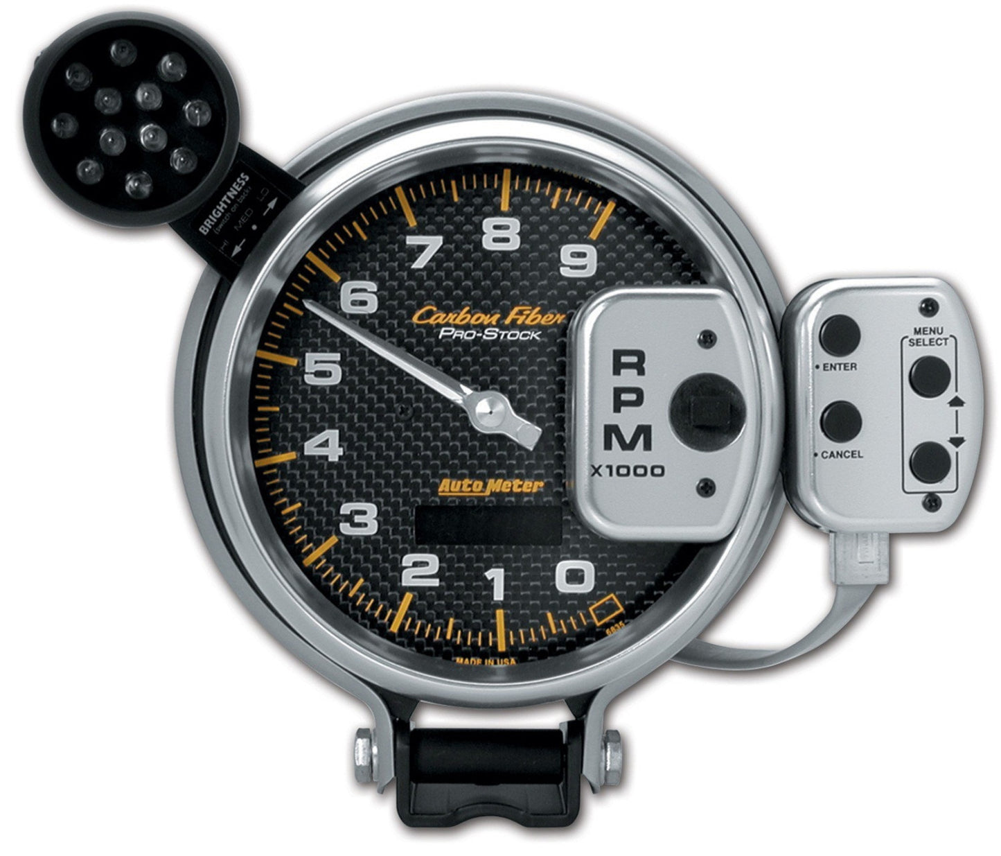 AutoMeter 3-3/8 in. IN-DASH TACHOMETER WITH HOUR METER 0-7000 RPM MARINE CHROME ULTRA-LITE 200890-35