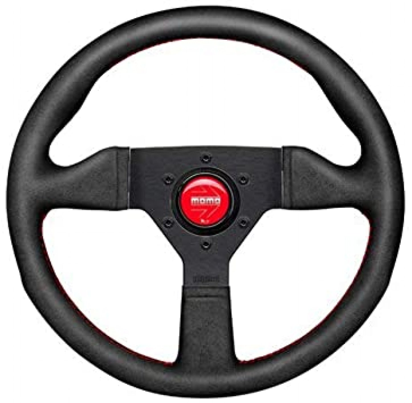 MOMO MCL35AL3B - 3-Spoke Monte Carlo Series Alcantara Leather Steering Wheel with Red Stitch MCL35AL3B