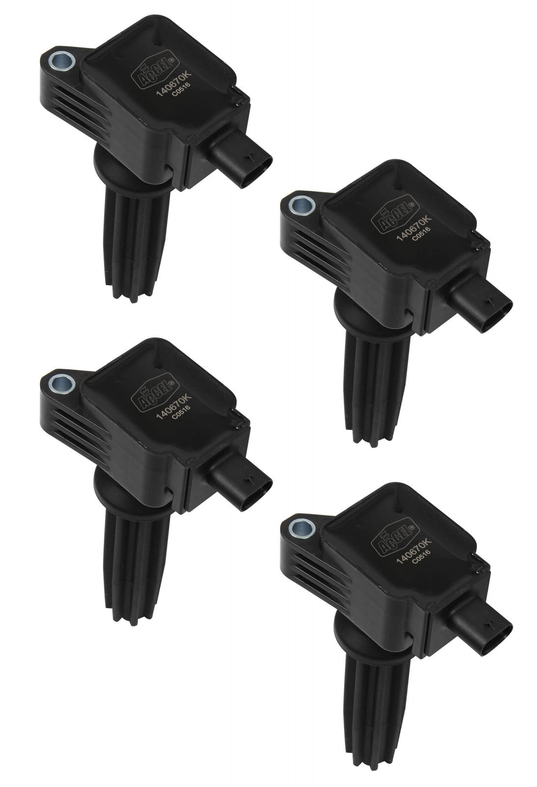ACCEL Ignition Coil - SuperCoil - 2012-2017 Ford EcoBoost 2.0L/2.3L - L4 - Black - 4-Pack 140670K-4