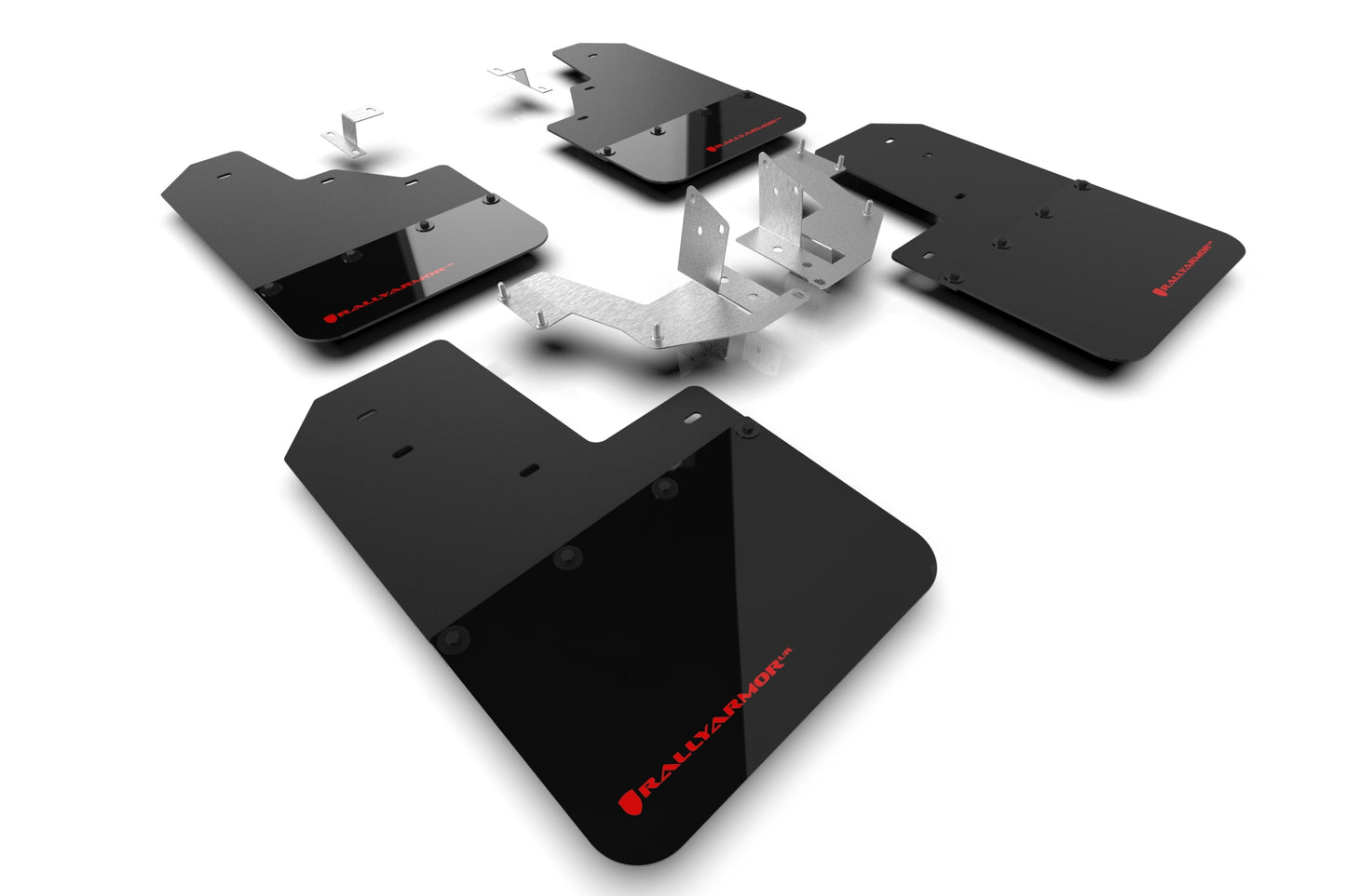 Rally Armor MF85-NO-PL-RD - 2021+ Ford Bronco With Plastic Rear Bumper No Rock Rails And No Running Boards - Black Mud Flap/Red Logo