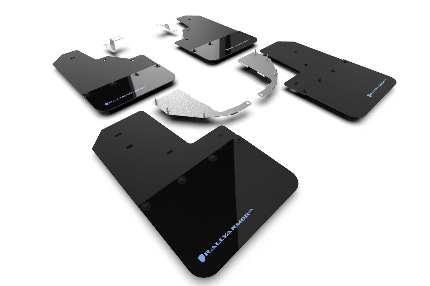 Rally Armor MF85-NO-ST-ABL - 2021+ Ford Bronco With Steel Rear Bumper No Rock Rails And No Running Boards - Black Mud Flap/Area Blue Logo