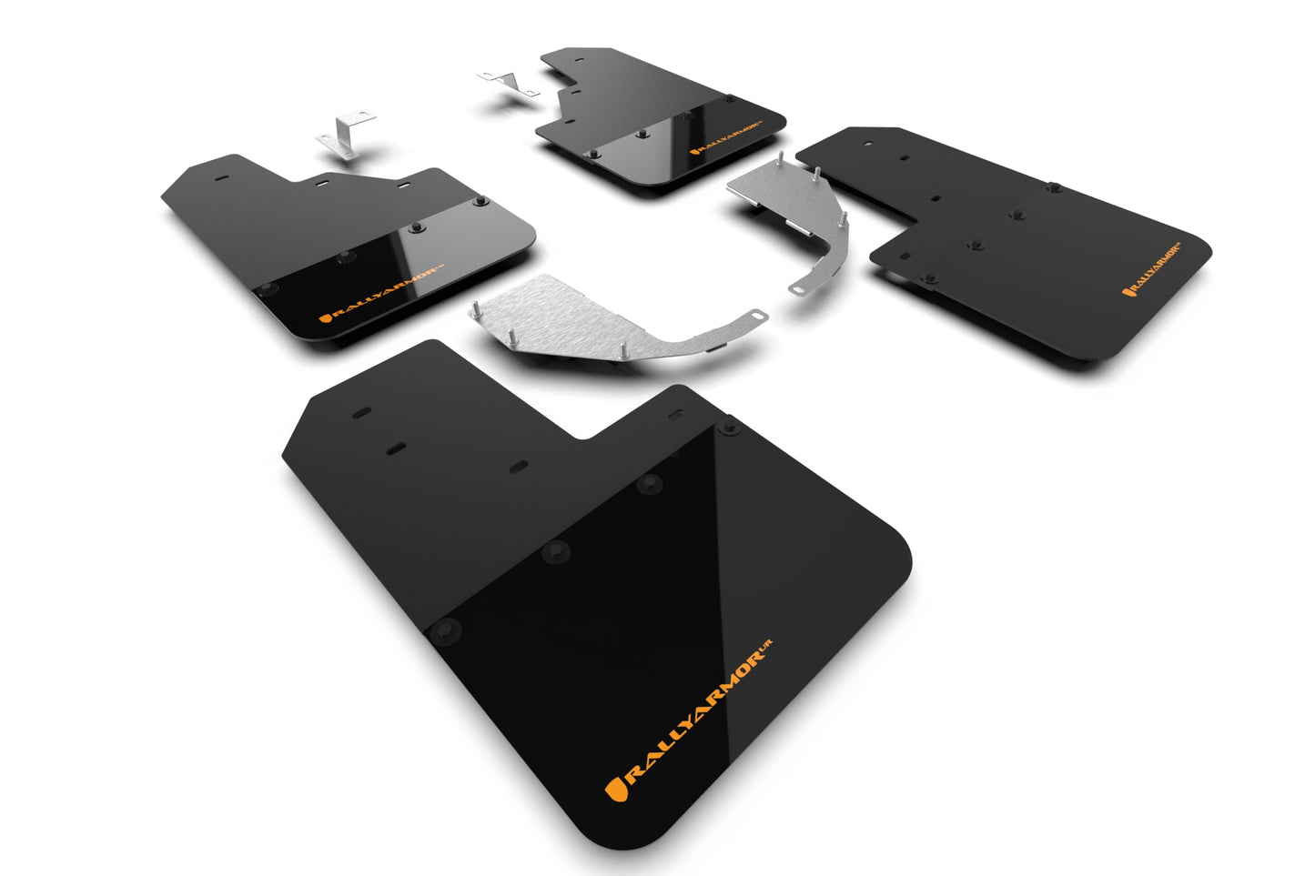 Rally Armor MF85-NO-ST-COR - 2021+ Ford Bronco With Steel Rear Bumper No Rock Rails And No Running Boards - Black Mud Flap/Cy Orange Logo