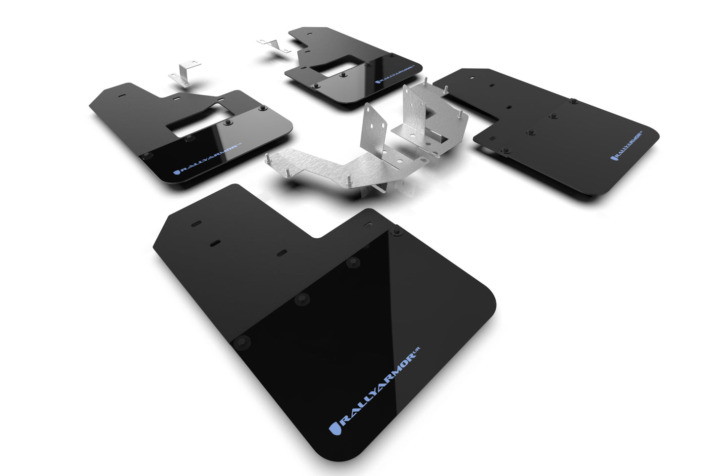 Rally Armor MF85-RB-PL-ABL - 2021+ Ford Bronco With Factory Running Boards And Plastic Rear Bumper - Black Mud Flap/Area Blue Logo