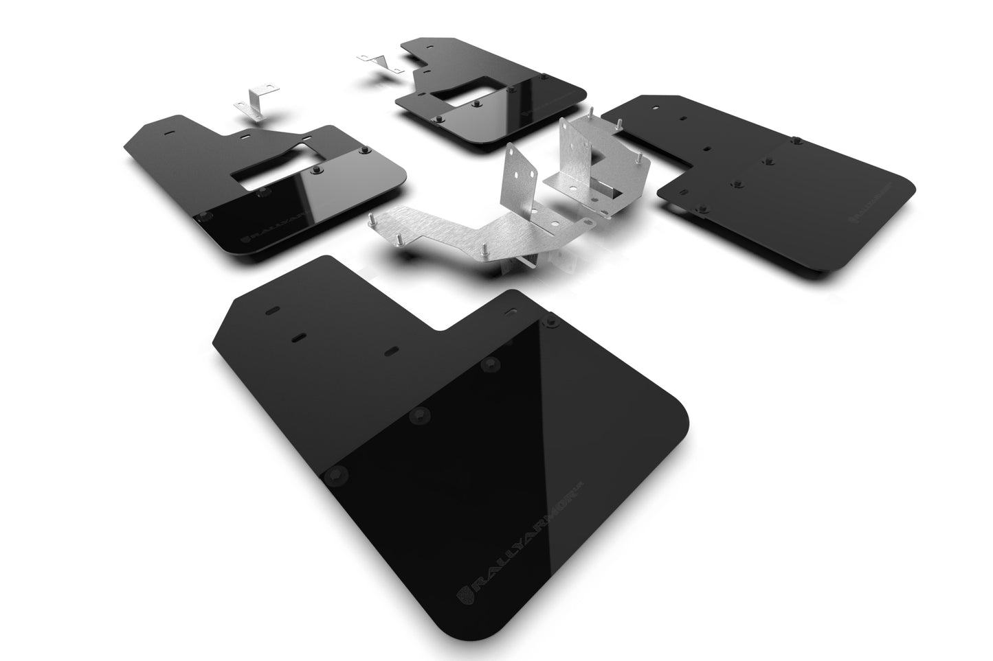 Rally Armor MF85-RB-PL-MBK - 2021+ Ford Bronco With Factory Running Boards And Plastic Rear Bumper - Black Mud Flap/Metallic Black Logo