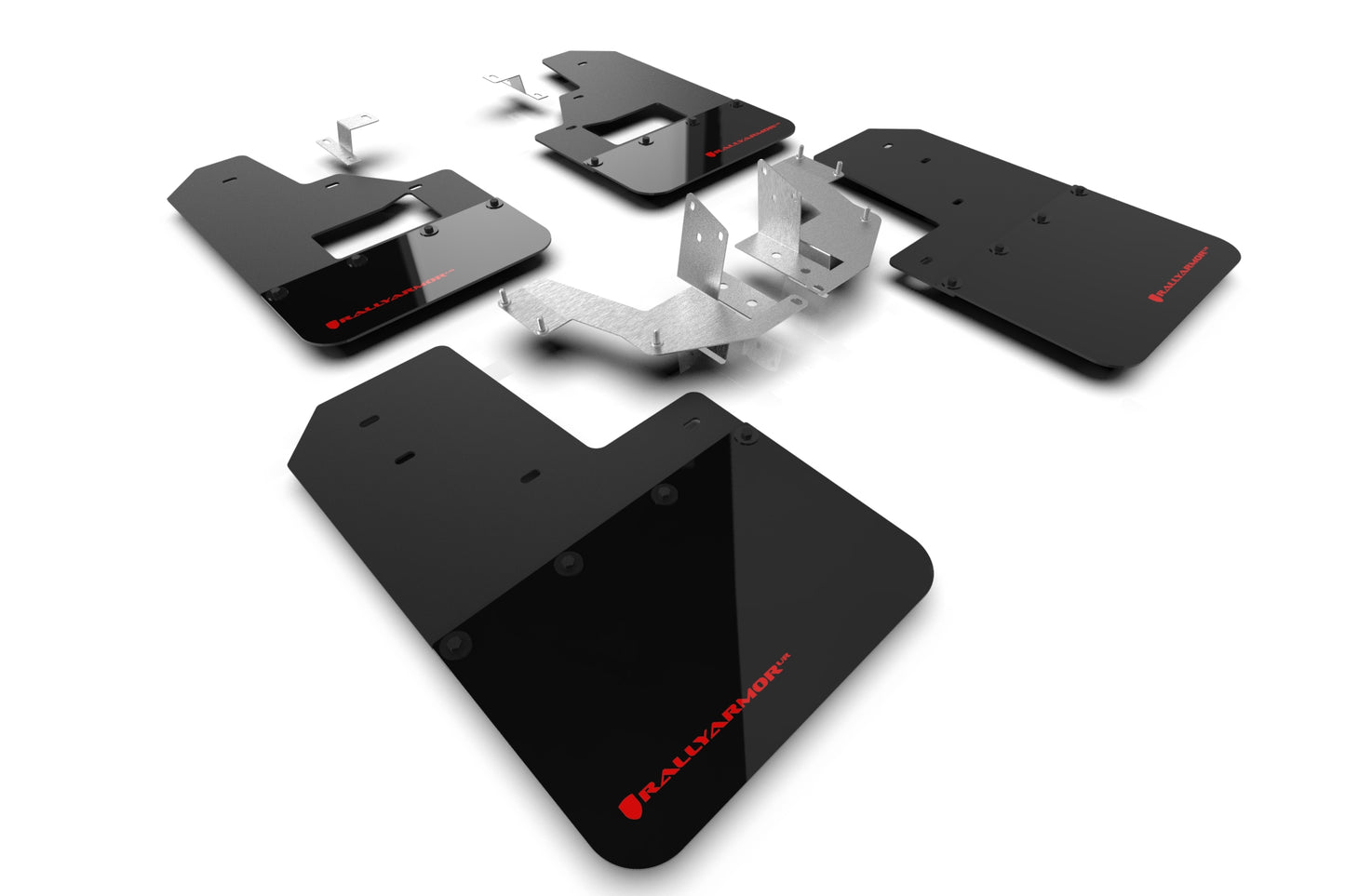 Rally Armor MF85-RB-PL-RD - 2021+ Ford Bronco With Factory Running Boards And Plastic Rear Bumper - Black Mud Flap/Red Logo