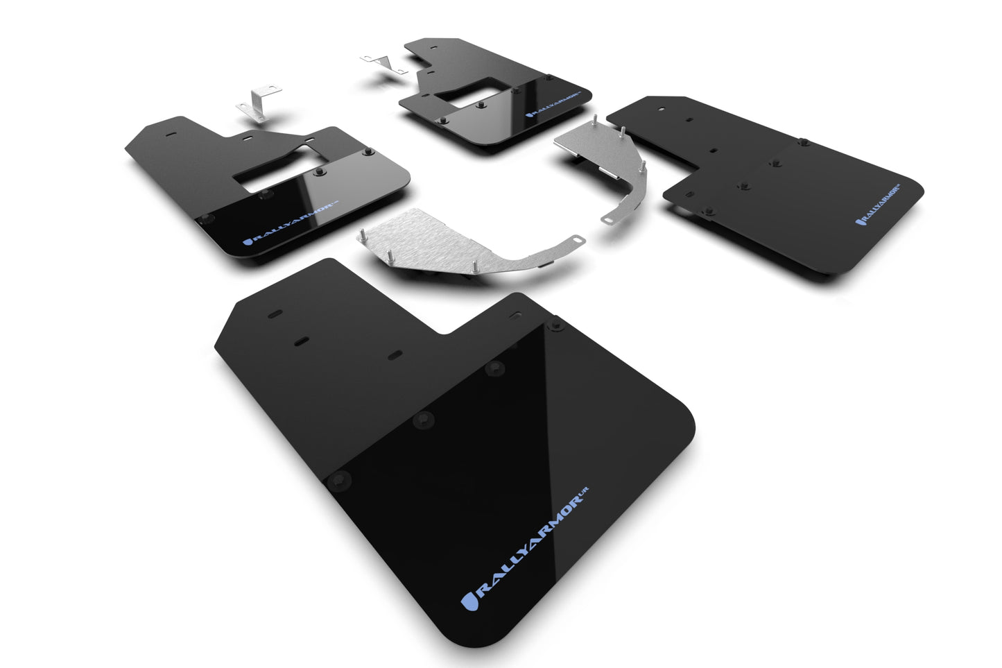 Rally Armor MF85-RB-ST-ABL -2021+ Ford Bronco With Factory Running Boards And Steel Rear Bumper - Black Mud Flap/Area Blue Logo