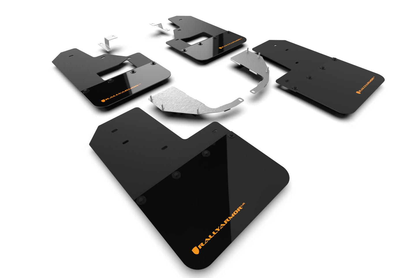 Rally Armor MF85-RB-ST-COR -2021+ Ford Bronco With Factory Running Boards And Steel Rear Bumper - Black Mud Flap/Cy Orange Logo