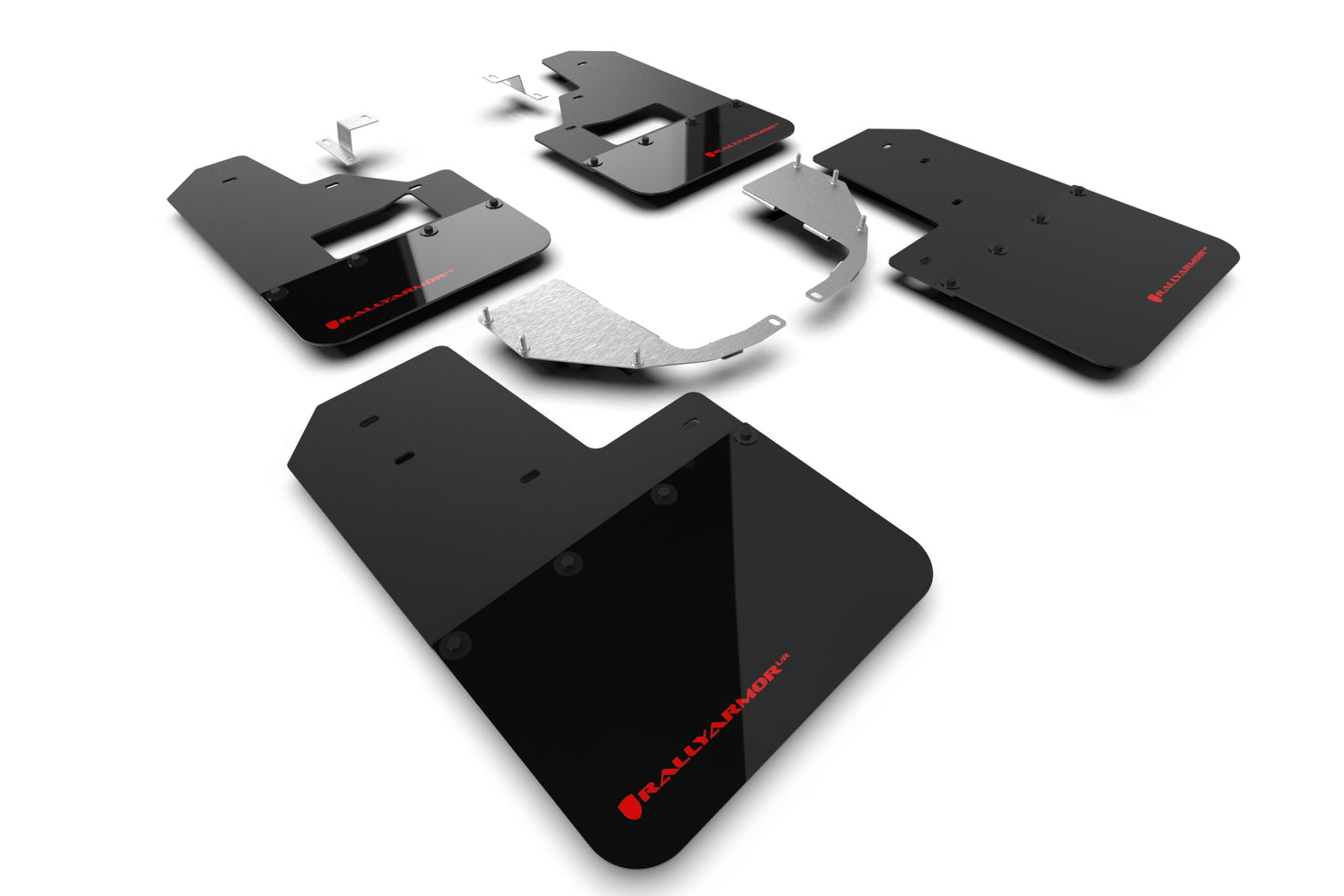 Rally Armor MF85-RB-ST-RD -2021+ Ford Bronco With Factory Running Boards And Steel Rear Bumper - Black Mud Flap/Red Logo