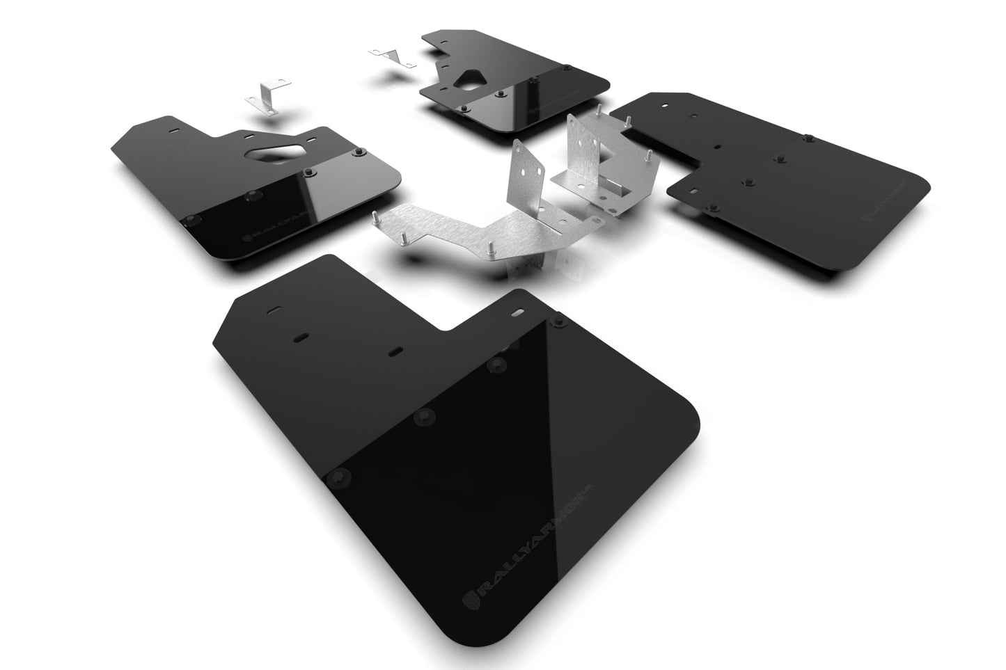 Rally Armor MF85-RR-PL-MBK - 2021+ Ford Bronco With Factory Rock Rails And Plastic Rear Bumper - Black Mud Flap/Metallic Black Logo