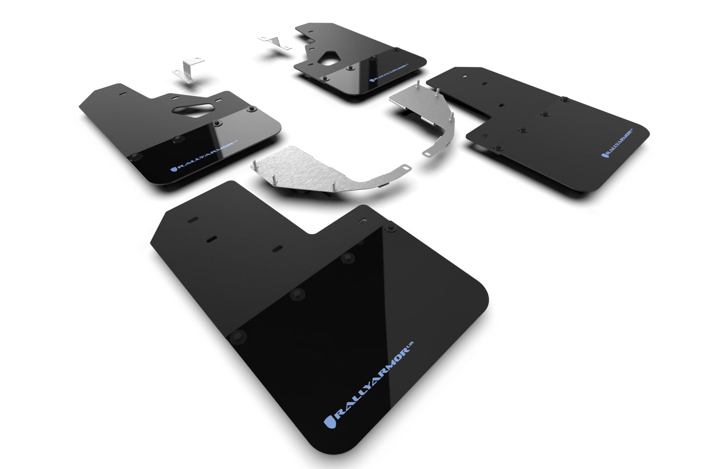 Rally Armor MF85-RR-ST-ABL -2021+ Ford Bronco With Factory Rock Rails And Steel Rear Bumper - Black Mud Flap/Area Blue Logo