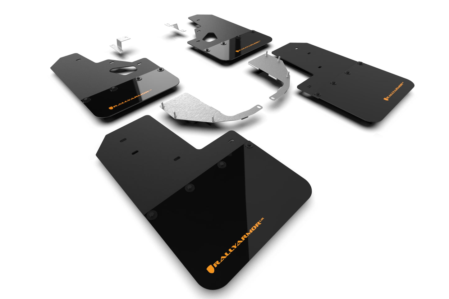 Rally Armor MF85-RR-ST-COR -2021+ Ford Bronco With Factory Rock Rails And Steel Rear Bumper - Black Mud Flap/Cy Orange Logo