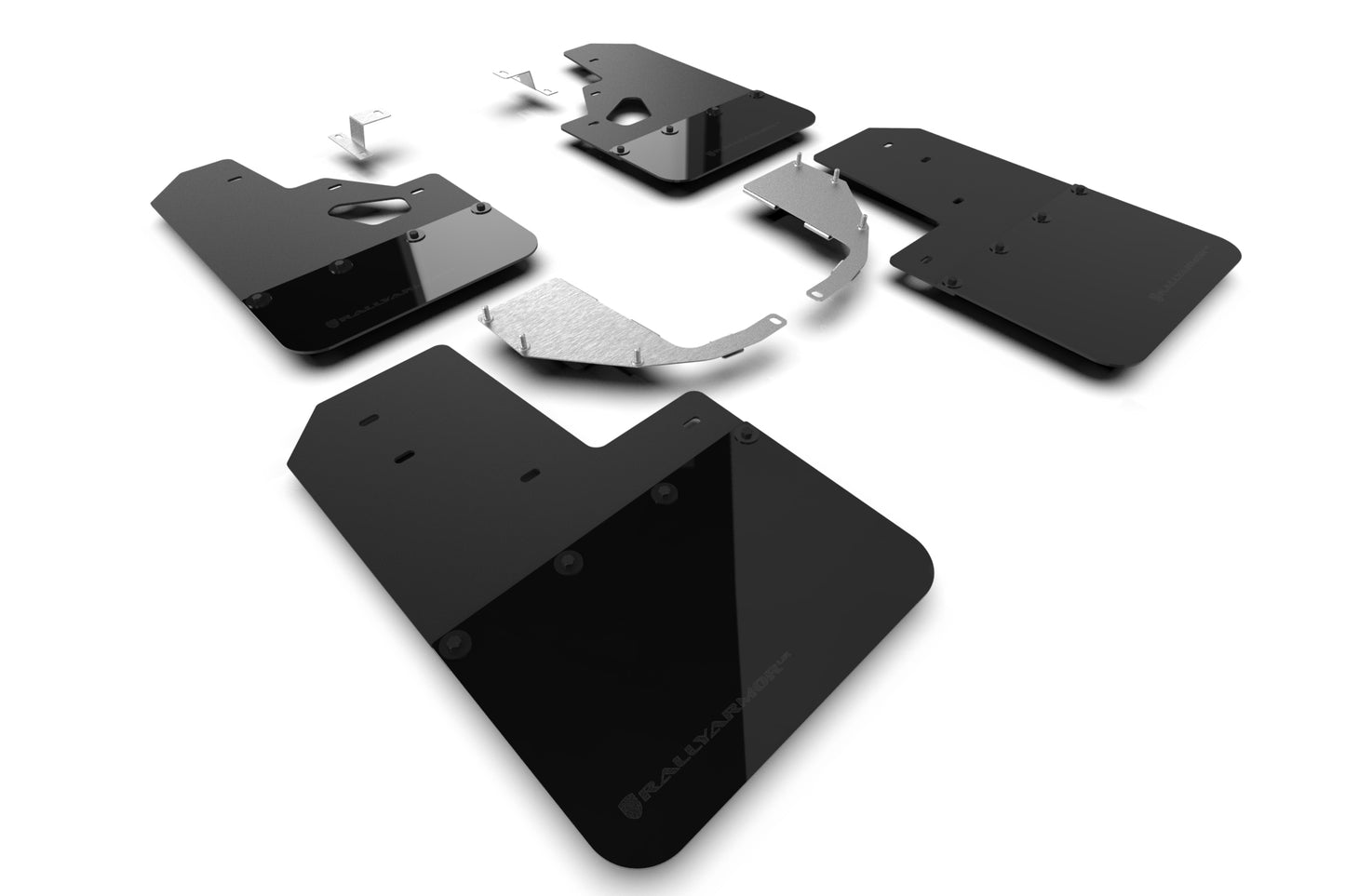 Rally Armor MF85-RR-ST-MBK -2021+ Ford Bronco With Factory Rock Rails And Steel Rear Bumper - Black Mud Flap/Metallic Black Logo