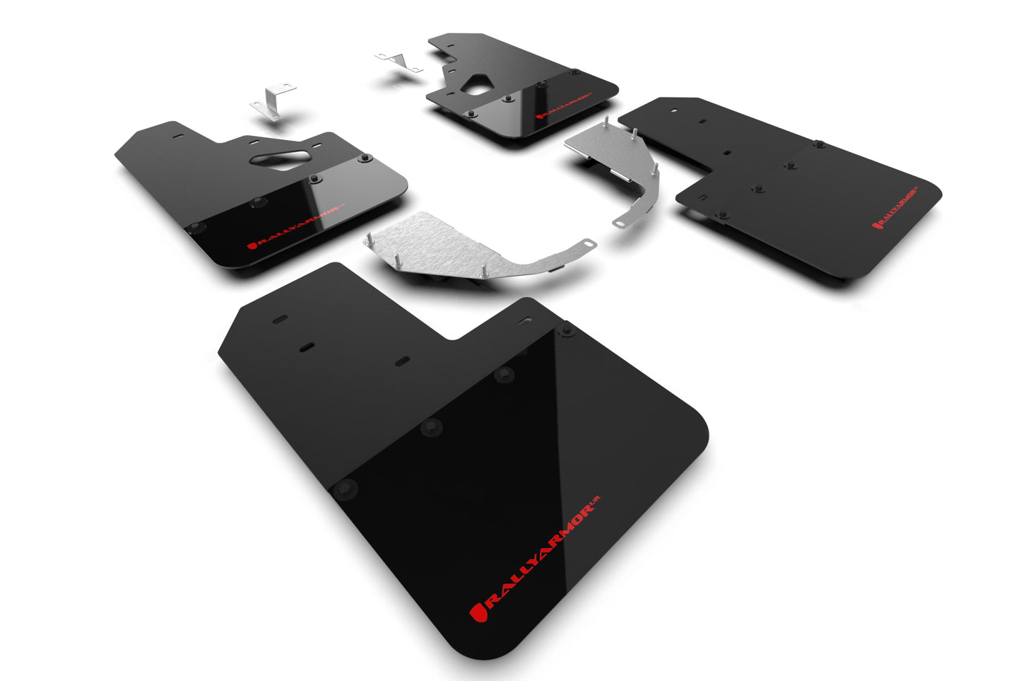 Rally Armor MF85-RR-ST-RD -2021+ Ford Bronco With Factory Rock Rails And Steel Rear Bumper - Black Mud Flap/Red Logo