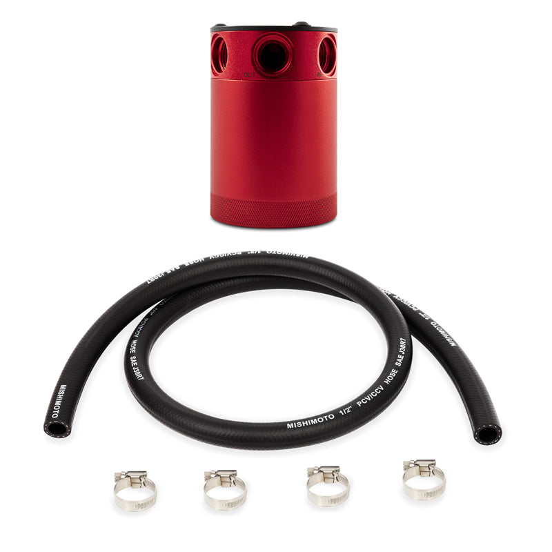 Mishimoto Compact Baffled Oil Catch Can, 3-Port MMBCC-CBTHR-RDH