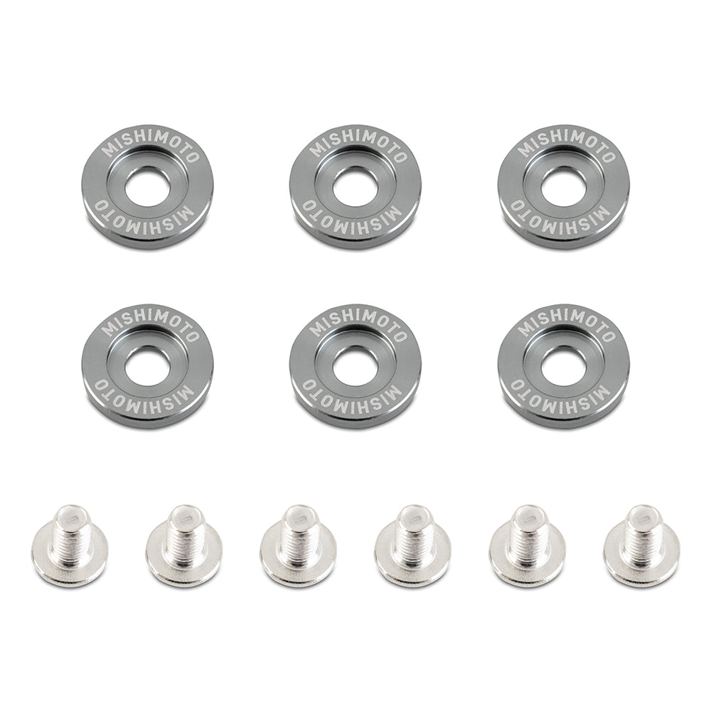 Mishimoto M6 X 1.0 Fender Washer and Bolt Kit, 20mm OD, 6 pcs, Gunmetal MMFW-LG-6GM