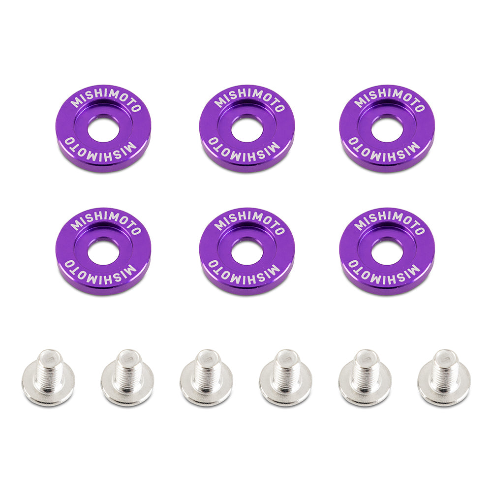 Mishimoto M6 X 1.0 Fender Washer and Bolt Kit, 20mm OD, 6 pcs, Purple MMFW-LG-6PR