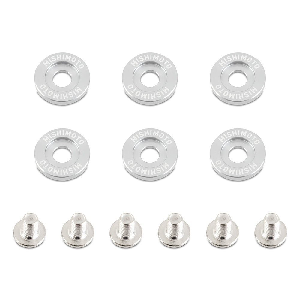 Mishimoto M6 X 1.0 Fender Washer and Bolt Kit, 20mm OD, 6 pcs, Silver MMFW-LG-6SL