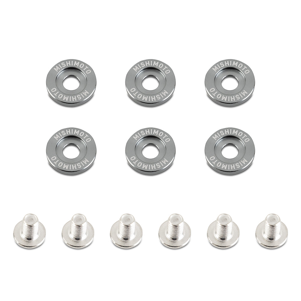 Mishimoto M6 X 1.0 Fender Washer and Bolt Kit, 16.7mm OD, 6 pcs, Gunmetal MMFW-SM-6GM