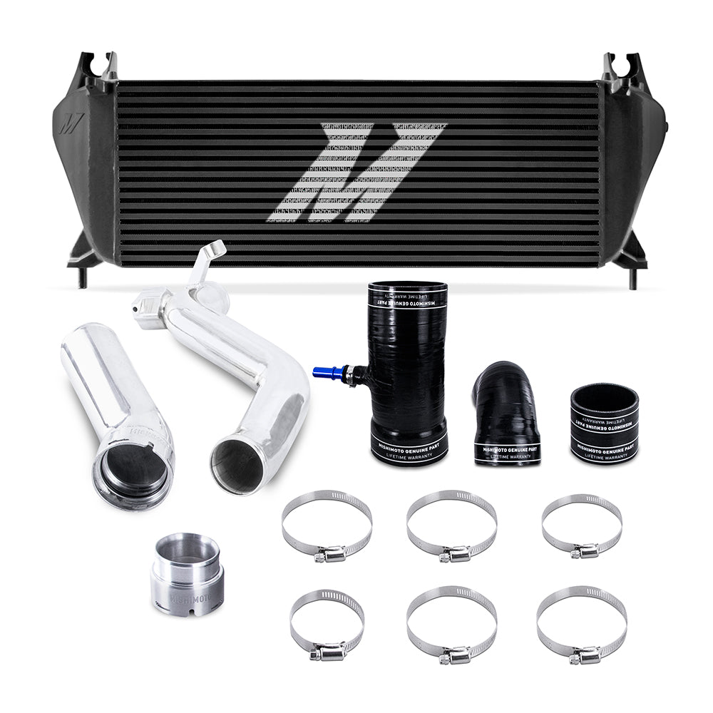 Mishimoto Intercooler Kit, fits Ford Ranger 2.3L 2019+, Black Intercooler, Polished Pipes MMINT-RGR-19KBKP