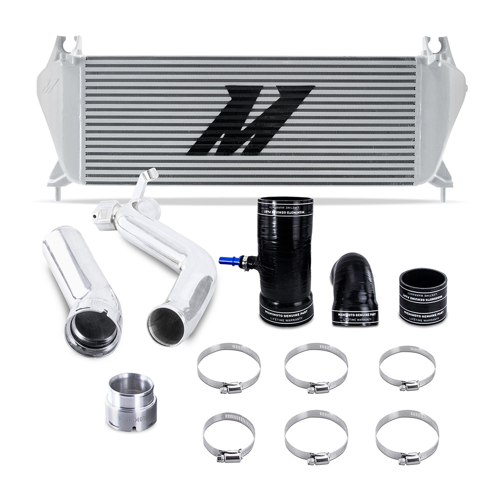 Mishimoto Intercooler Kit, fits Ford Ranger 2.3L 2019+, Silver Intercooler, Polished Pipes MMINT-RGR-19KSLP