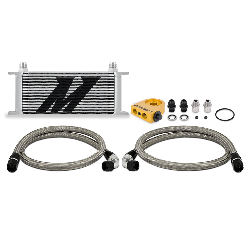 Mishimoto Universal Thermostatic Oil Cooler Kit, 16-Row, Silver MMOC-U16TSL