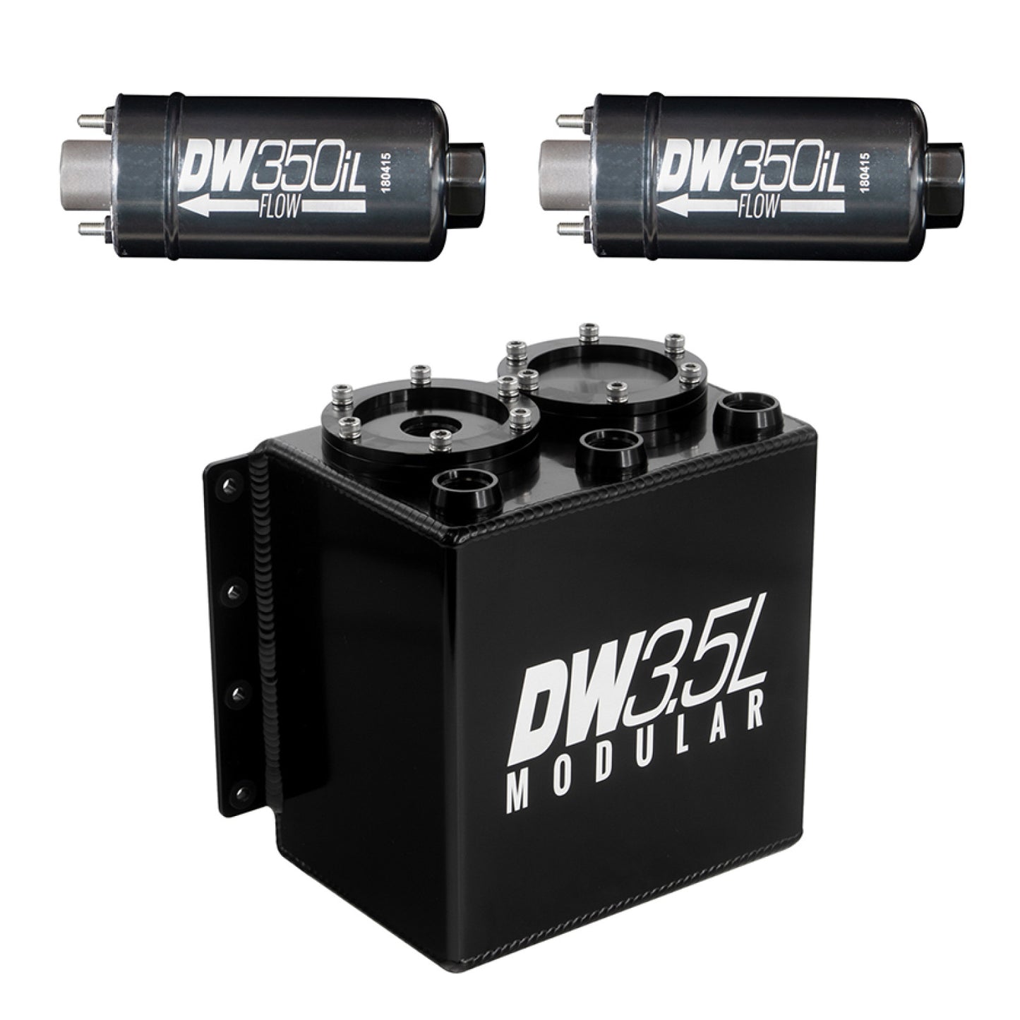 Deatschwerks 3.5L modular surge tank, universal. Includes 2 350iL In-line Fuel Pump DEW-6-352-35ST