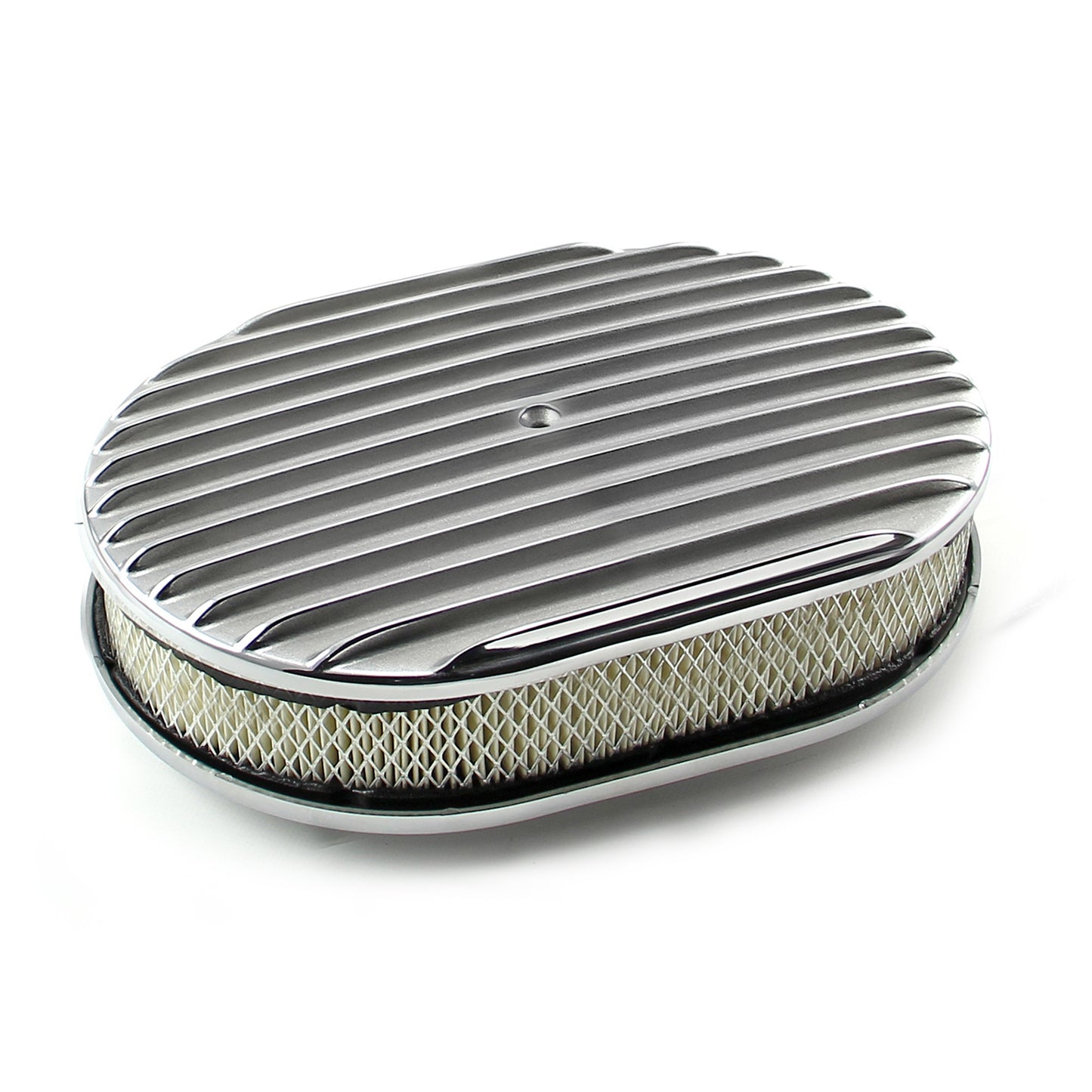 Speedmaster PCE104.1013 12" X 2" Oval Classic Finned Polished Aluminum Air Cleaner Kit