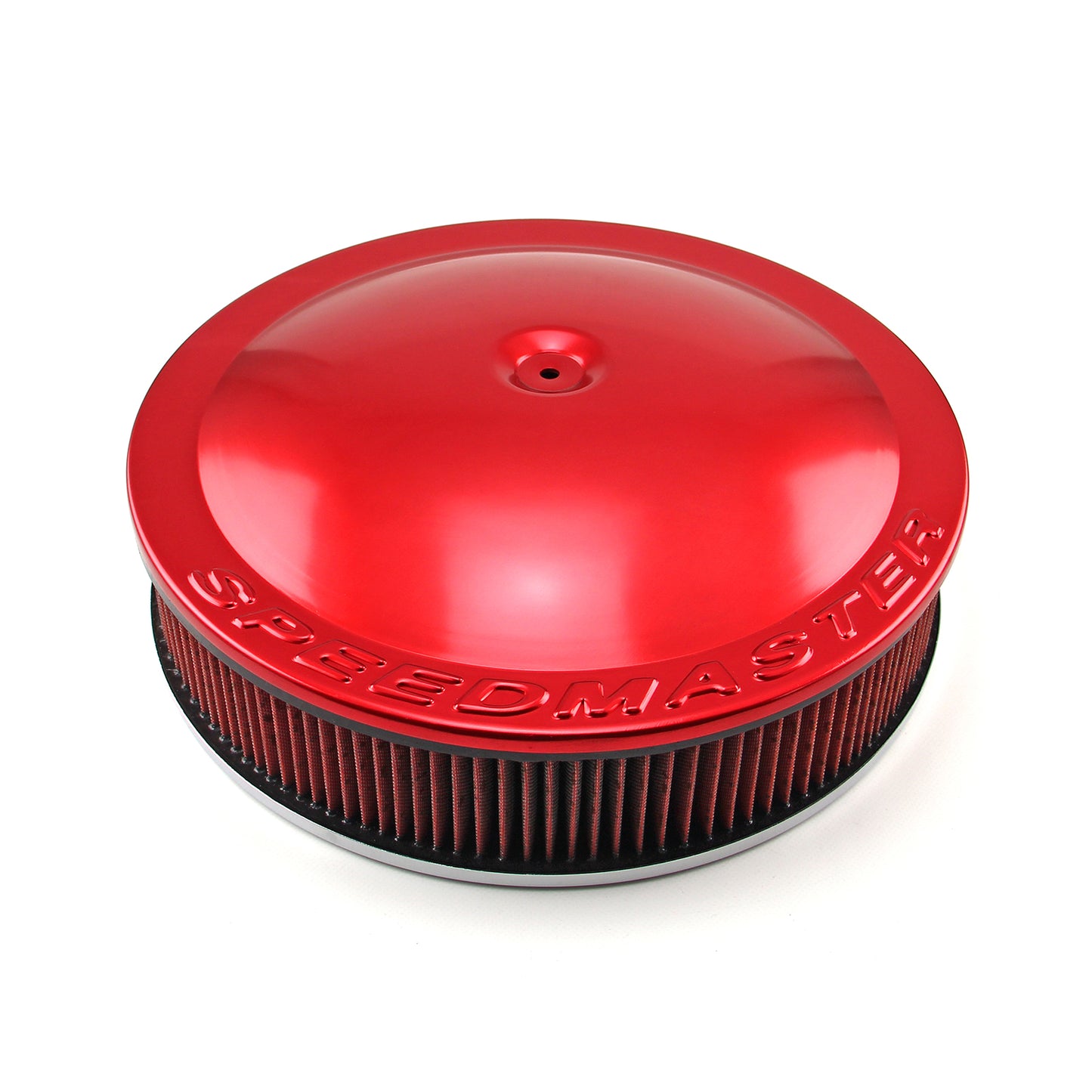 Speedmaster PCE104.1055 14" X 3" Washable Element Flat Base Aluminum Air Cleaner Red
